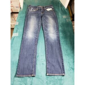 American Eagle Jeans Size 6 Womens Blue Denim Stretch Pants Mid Rise Jegging